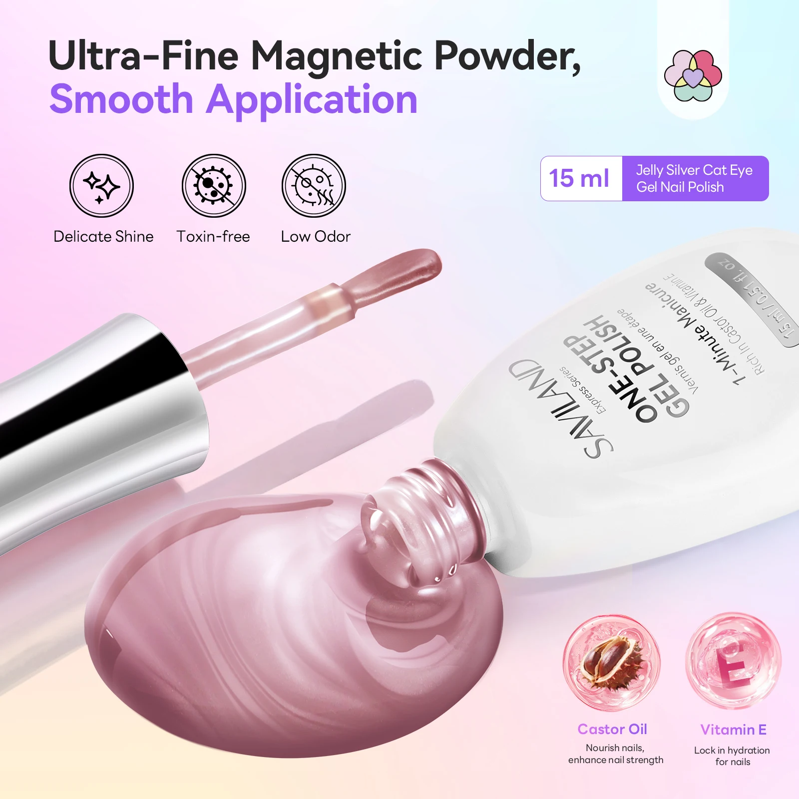 مجموعة تلميع جل بخطوة واحدة من سافيلاند، تركيبة جيلي شفافة 5 في 1 مع ضوء الأشعة فوق البنفسجية، سريع الجفاف للمنزل، مجموعة مانيكير للسفر #4