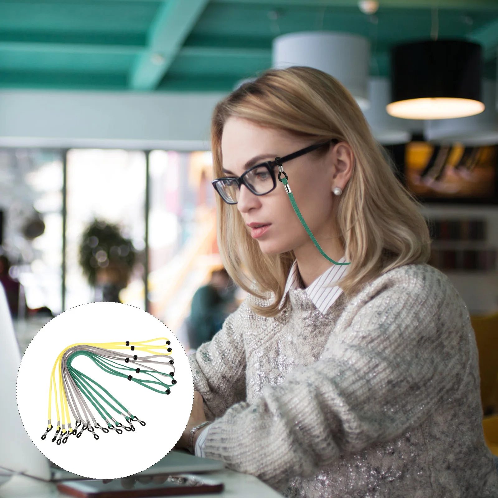 

6pcs Glasses Lanyard Eyeglasses Chain Retainers Green Suede Adjustable Lightweight Portable Fashion Glasses Strap HolderEyewear