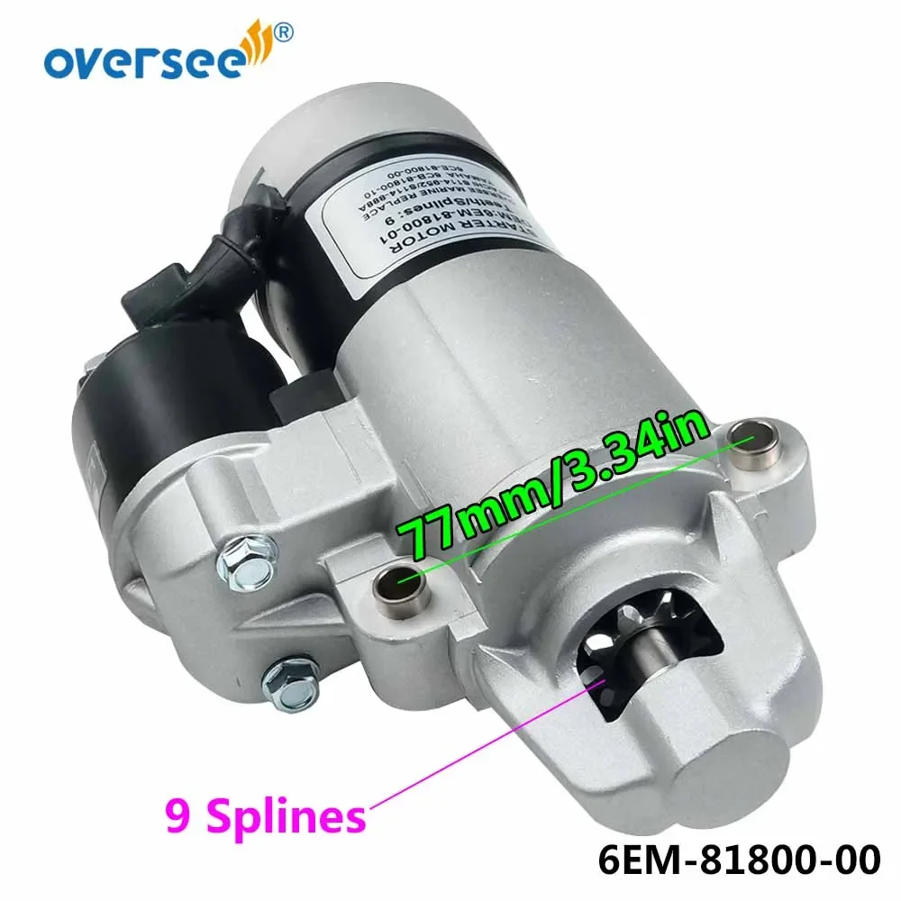 

6EM Starter Motor For Yamaha Outboard 4T 75HP 90HP Motor F115B F150 Engine Starting Motor 6EM-81800-00 6EM-81800-01