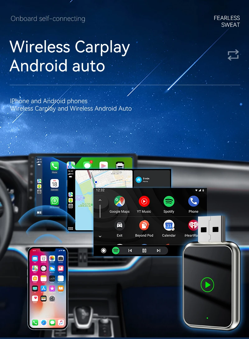 

В наличии 2025 преобразует проводной CarPlay в беспроводной Plug and Play с автоматическим подключением. Простая настройка. Подходит для беспроводного адаптера Carplay для автомобилей.