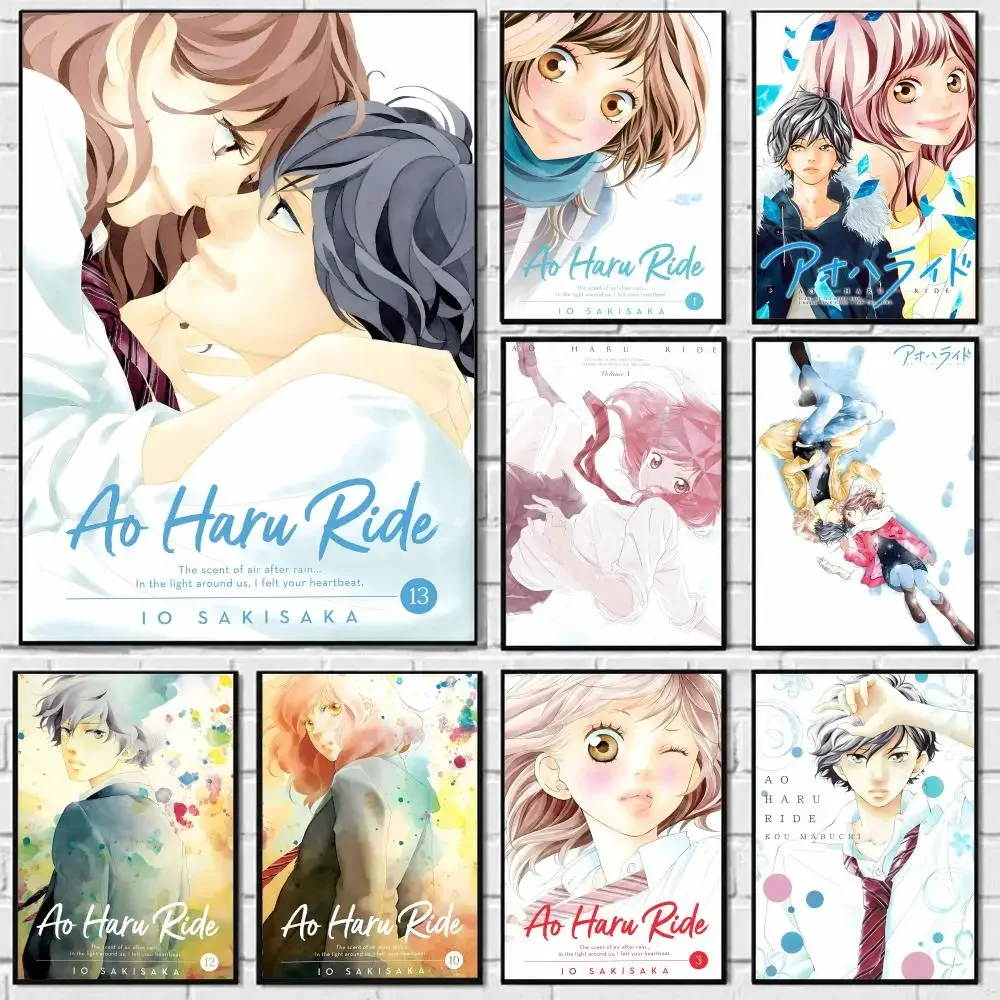 Anime A-Ao Haru Ride Poster Self-adhesive Art Waterproof Paper Sticker Coffee House Bar Room Wall Decor