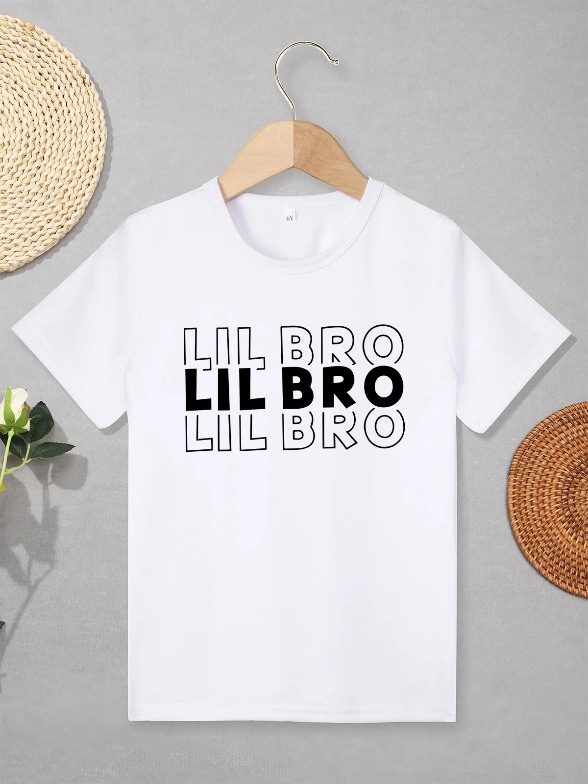 

Lil Bro and Big Sis Summer T-shirt Simple Style Casual Matching 3-7 Years Boy Girl Clothes Round Neck White Tops Kids Shirt