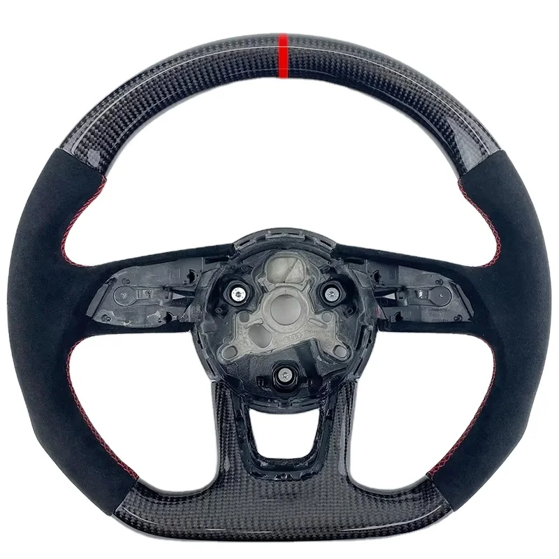

Custom Carbon Fiber Interior Accessories Real Carbon Fiber Steering Wheel for Audi A4 B7 S4 B8 RS4 B9 Without airbags
