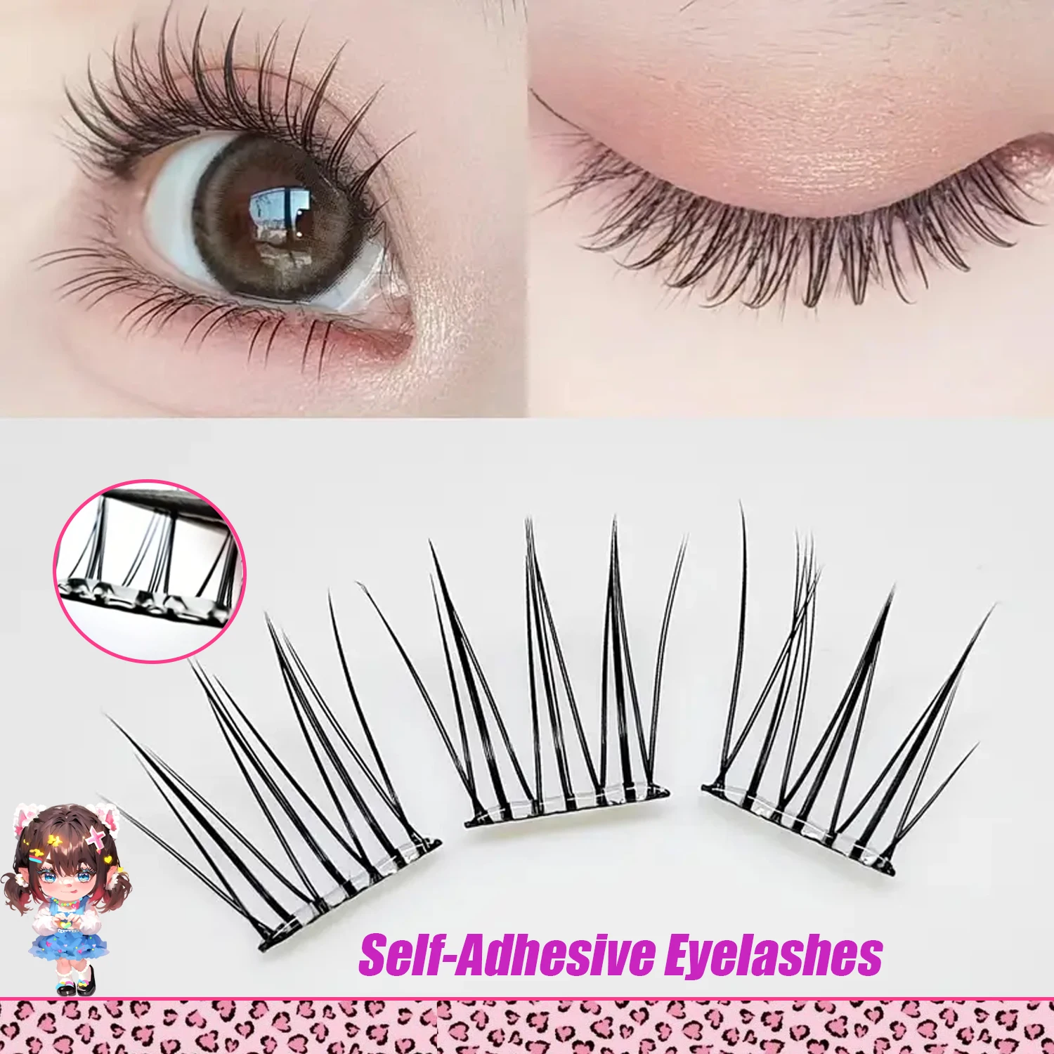 Self Adhesive Eyelashes Cluster Lashes No Glue Individual Lashes Soft Idol Lash Clusters Reusable Self Adhesive Lashes