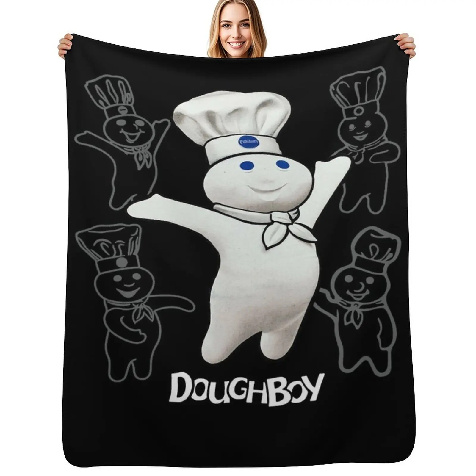 

Doughboy Mascot Cute Emotions Throw Blanket Luxurious Soft Fuzzy Blanket for Sofa Bed