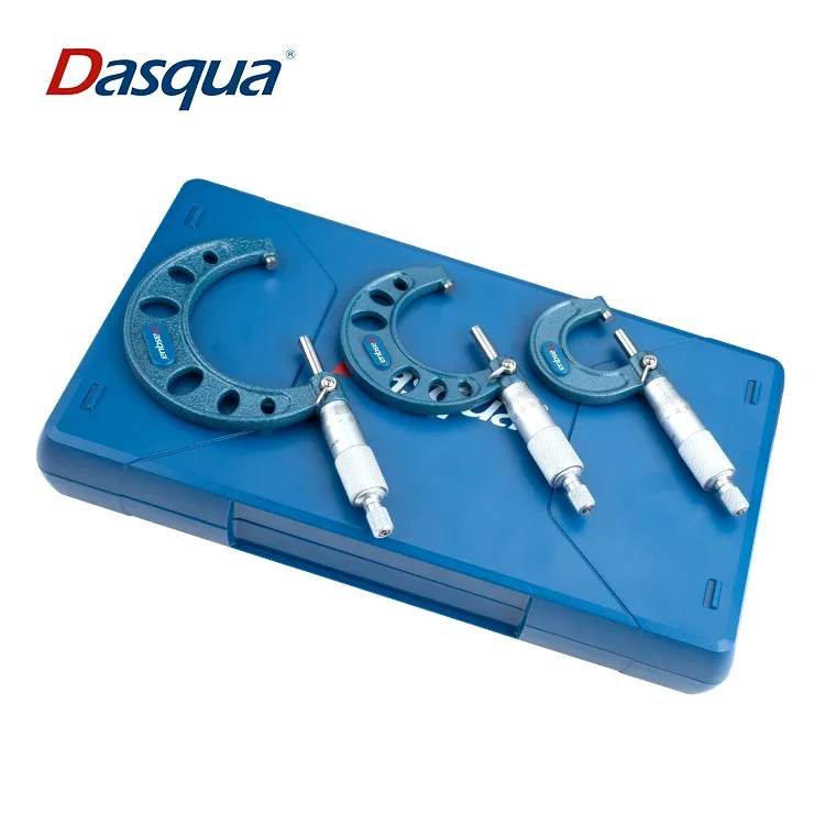 Dasqua Premium 0-75mm 3Pcs Outside Micrometer Set Round Frame Precision Machinist Tool