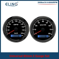 ELING 85mm GPS velocímetro odómetro 120KMH 200 KM/H 8000RPM tacómetro con antena GPS 7 colores retroiluminación para coche VAN