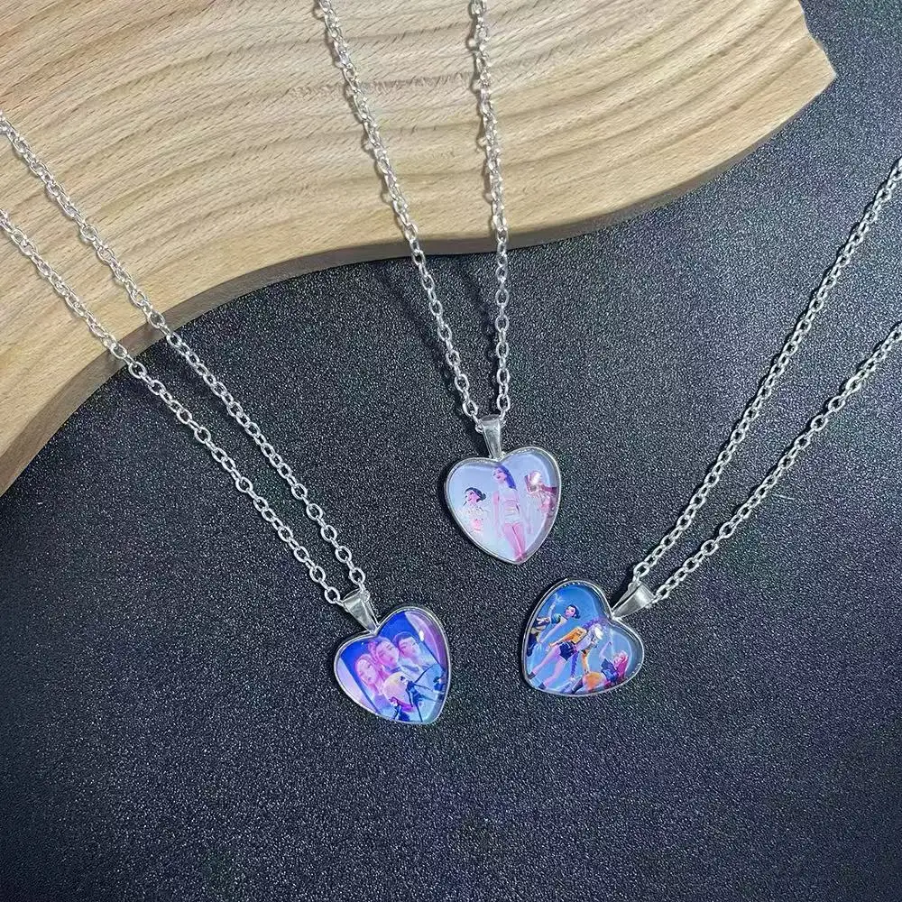 قلادة على شكل قلب صياد شيطان KPop - قلادة مجوهرات من سبيكة فيلم الرسوم المتحركة Rumi Zoey Mira لهدايا المشجعين #5