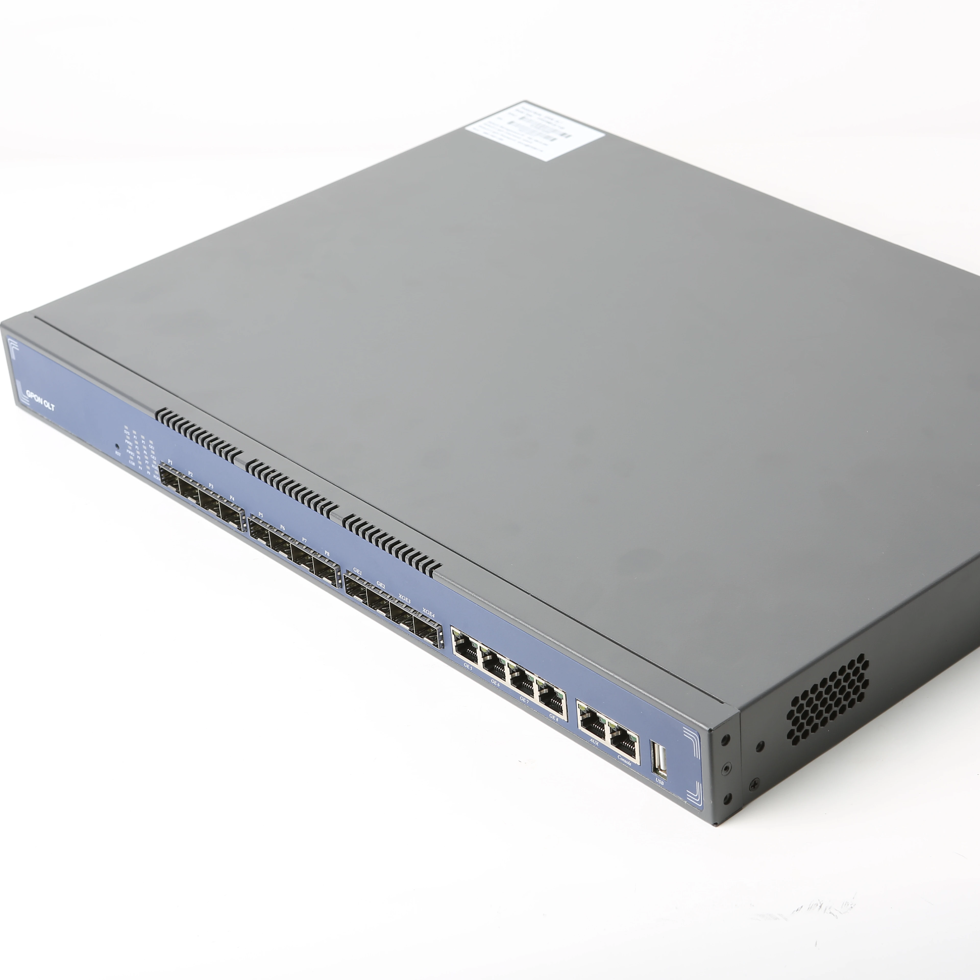 HiOSO 1U GPON OLT 8PON 4PON อุปกรณ์ไฟเบอร์ออปติก GPON OLT สำหรับโซลูชั่น FTTx 4 พอร์ต มินิ OLT FTTH  แหล่งจ่ายไฟเดี่ยว รุ่น HA7308G-L