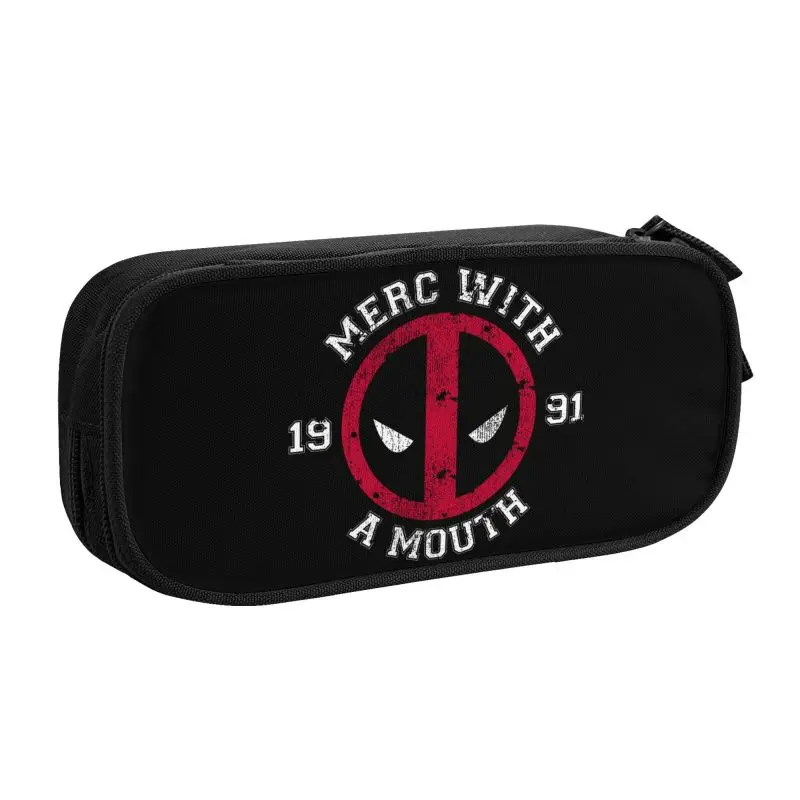 Imagem -02 - Bolsa Lápis de Grande Capacidade Material Escolar Kawaii Deadpool Merc com Estojos Lápis Boca para Menina e Menino Personalizado