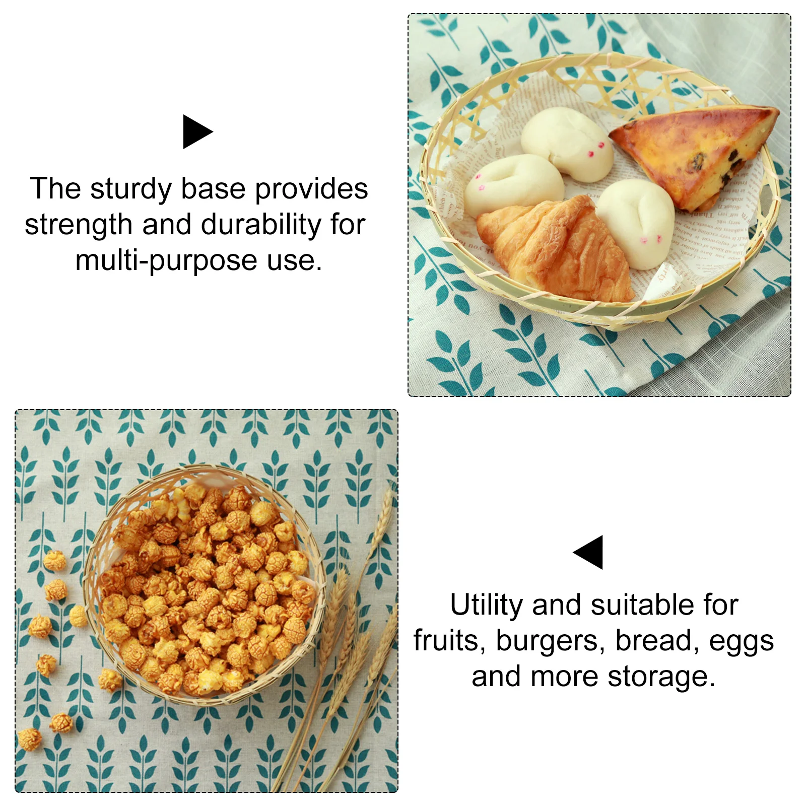 

3Pcs Egg Basket Bamboo Round Stackable Storage Basket for Kitchen Fruits Vegetables Bread Seafood Serving