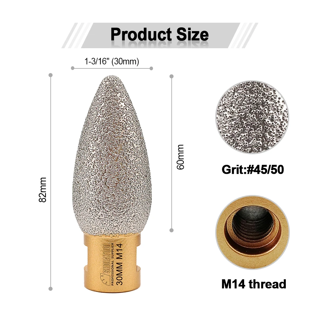 Imagem -04 - Shdiatool-diamond Milling Bits Gravação Olive Shaping Terrazzo Granito Mármore Coutertop Quartz M14 Hole Opener 30 mm 1pc