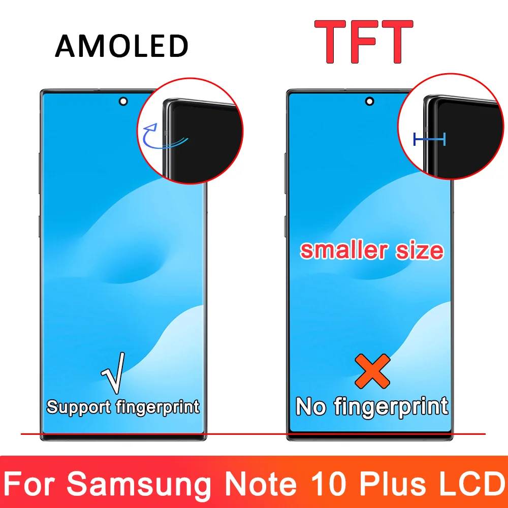 TFT Screen for Samsung Galaxy Note10+ N975F N976F Lcd Display Digital Touch Screen with Frame for Samsung Galaxy Note 10 Plus 5G