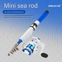 DEUKIO Mini Fishing Pole Kits With Short Telescopic Fishing Rod And Spinning Reel Baits Travel Pole Set for Beginner Children