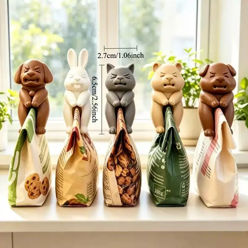 Cute Animal Leg‑Clipping Food Bag Sealing Clip Snack Sealer Kitchen Food Preservation Clamp Random Style