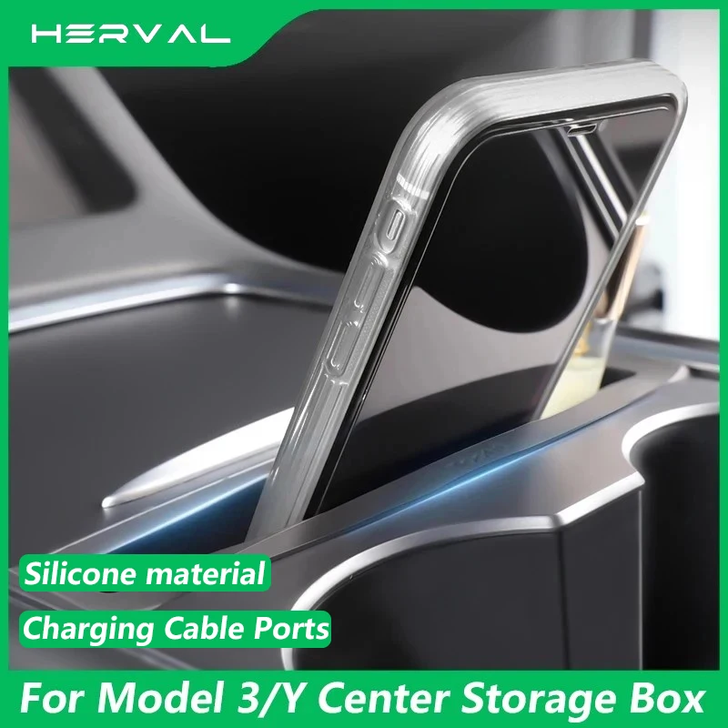 

Herval Storage Case For Tesla Model Y 3 2021-2023 Center Console Storage Pocket Cell Phone and Card Pocket Organizer box