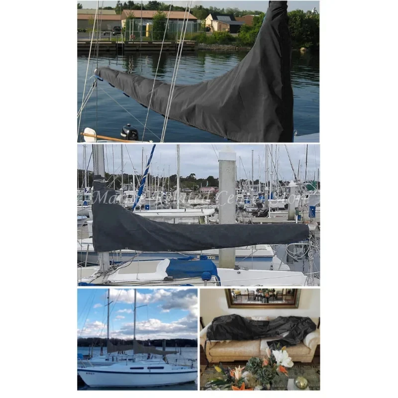 Waterproof Sail Cover Boat Cover, Mainsail Boom Cover for 600D Oxford Cloth Sunshade Dustproof Mainsail Cover,Black 8-9ft,8-13ft