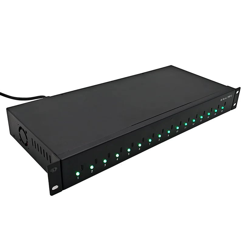 Cabinet type 16-port TYPE-C 360W/800W/1000W PD QC Fast charger Intelligent belt rotating lamp EU AU US UK plug