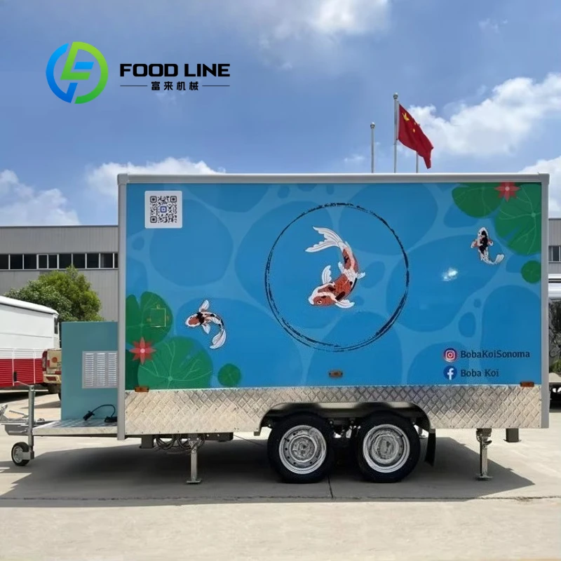 مقطورة شاحنة طعام متنقلة مجهزة بالكامل بالمطبخ الكامل لشريط العصير والقهوة والآيس كريم هوت دوج حسب الطلب #3