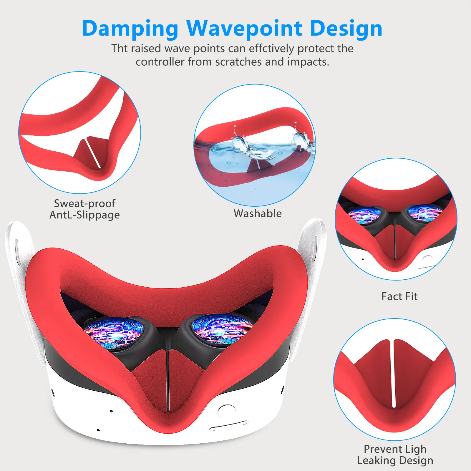 لـ Meta Quest3S حافظة حماية من السيليكون Quest3s سيليكون 7 قطع ملحق Quest3S مقبض طويل