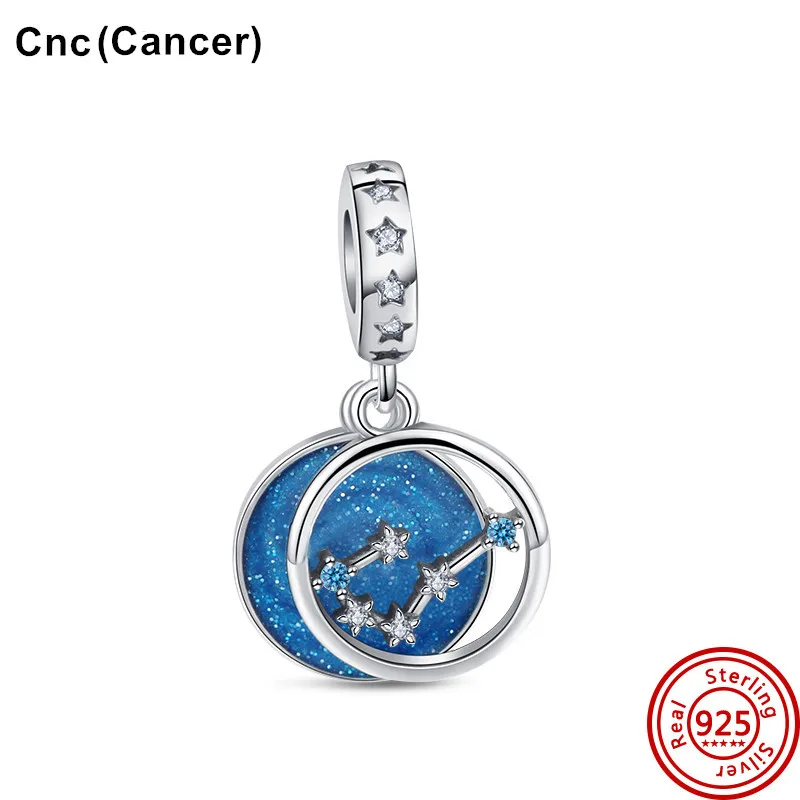 100% 925 Sterling Silver Amulet Twelve Constellations Beads Charms Fit Original Pandora Bracelets For Women Jewelry Gift DIY