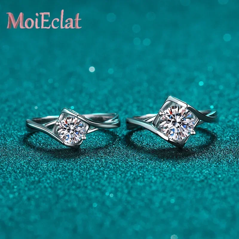 Luxury 0.3/0.5/1carat Moissanite Angel's Kiss Ring, Platinum PT950 Stylish Soulmates Jewelry for Women Wedding Diamond Rings