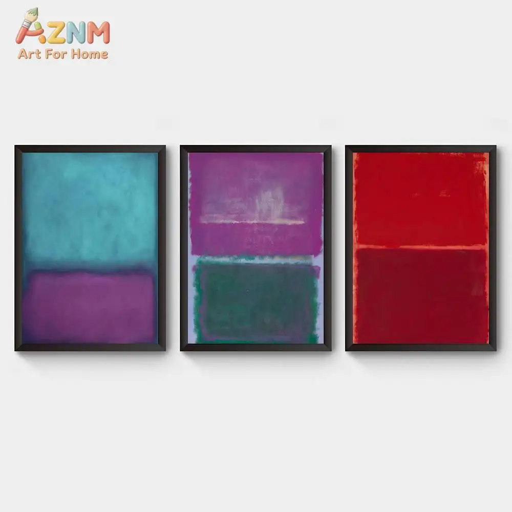 AZNM Mark Rothko Style Color Block Abstract Canvas Wall Art Print, Vibrant Modern Minimalist Painting Poster for Living Room Bed - view 3