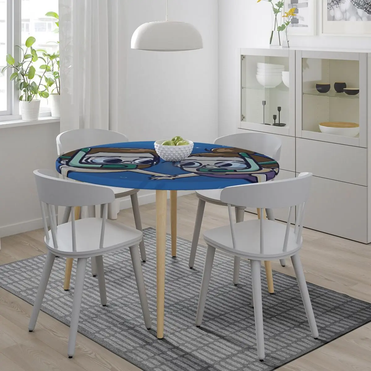 Under Water Couple - Pibubear Waterproof Round Tablecloth Oilproof Table Cloth for Kitchen Events Dining Table Cover