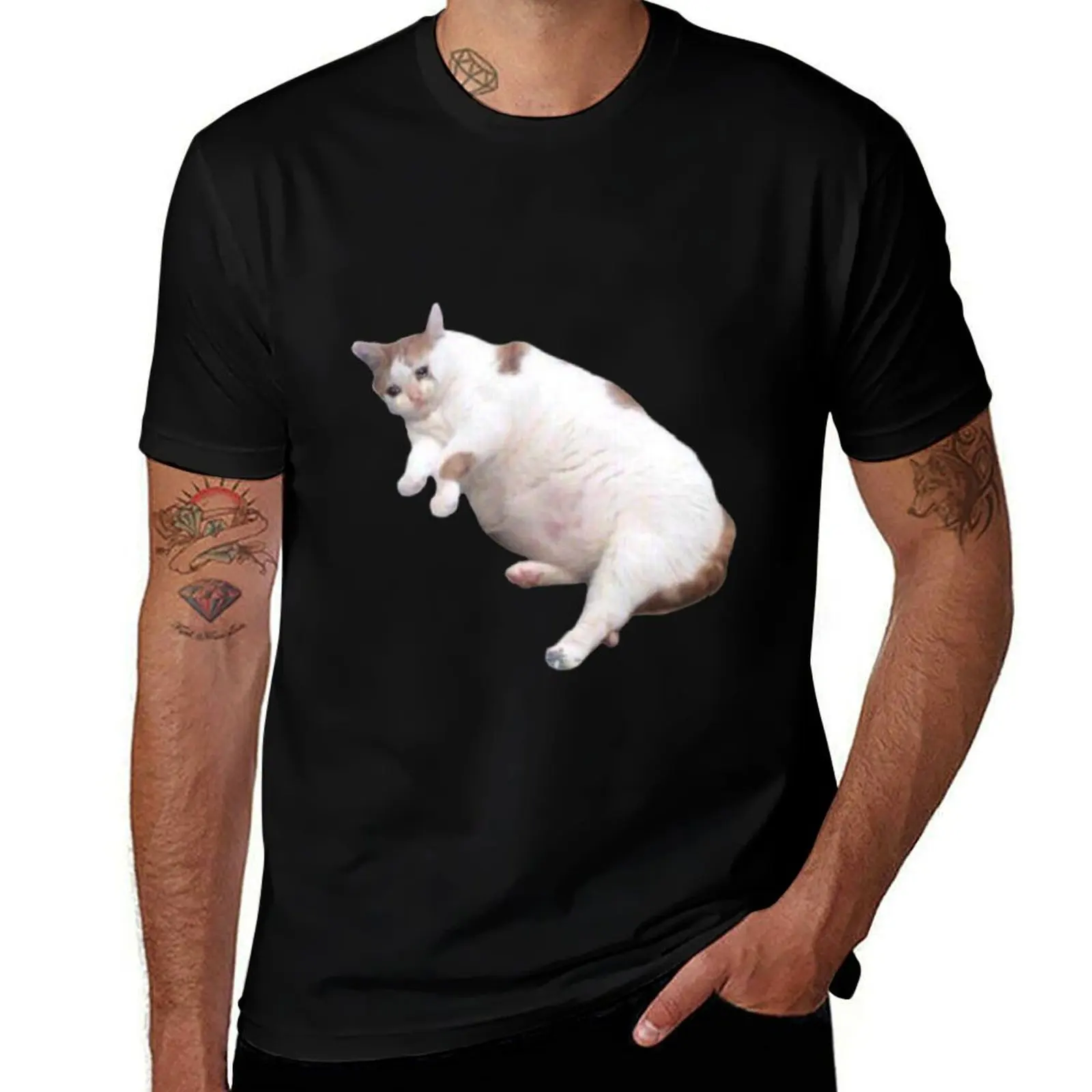 Fat crying cat T-Shirt Casual Work Wear T-Shirt