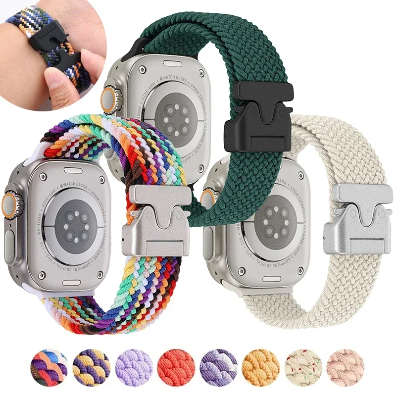Bucle Solo trenzado para correas de Apple Watch 44mm 40mm 45mm 49mm 41mm 46mm 42mm pulsera iWatch Series Ultra 2 10 9 SE 8 7 6 5 bandas