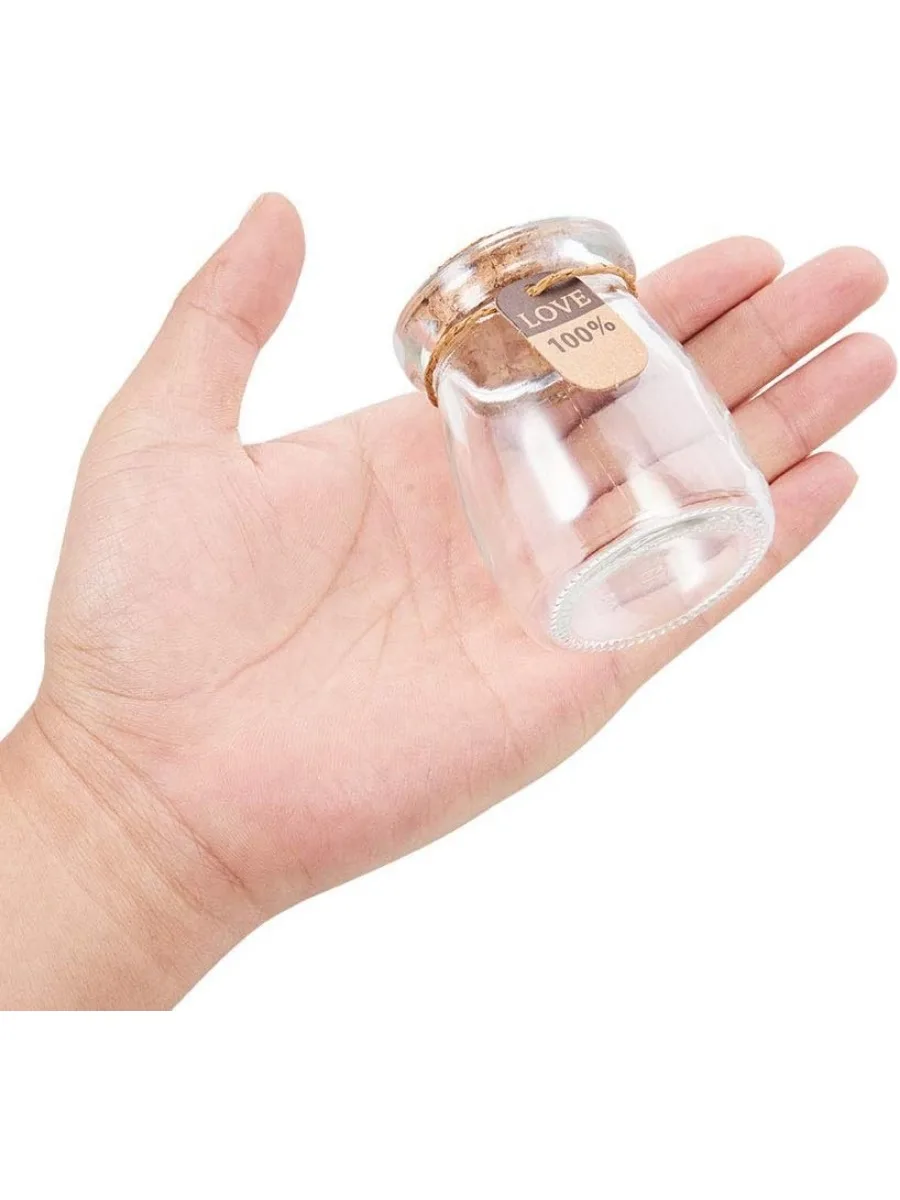 10 عبوات من برطمانات حفلات الزفاف الزجاجية المفضلة مع أغطية الفلين وعلامات التسمية وسلسلة لصنع الشموع مجموعة توابل الحلوى والصدف