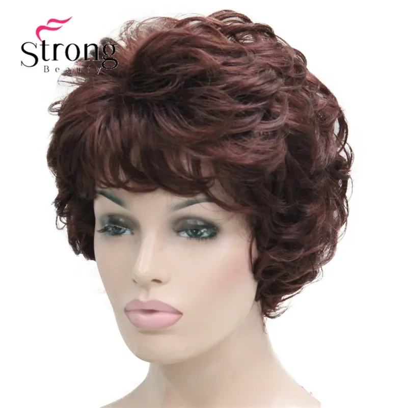 Short Soft Tousled Curls Dark Auburn Full Synthetic Wigs Women\'s Wig COLOUR CHOICES