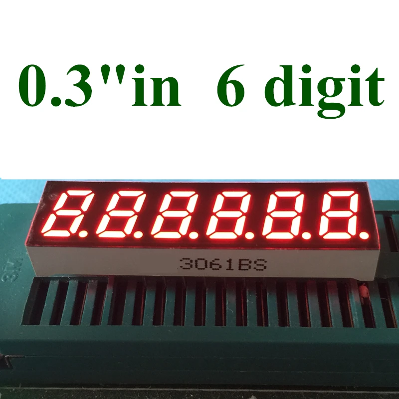 

10PCS RED 0.3 inch 6 Digit 7 Segment digital Light LED Numeric Digital Display,Common Cathode 0.3" 0.3in digit tube