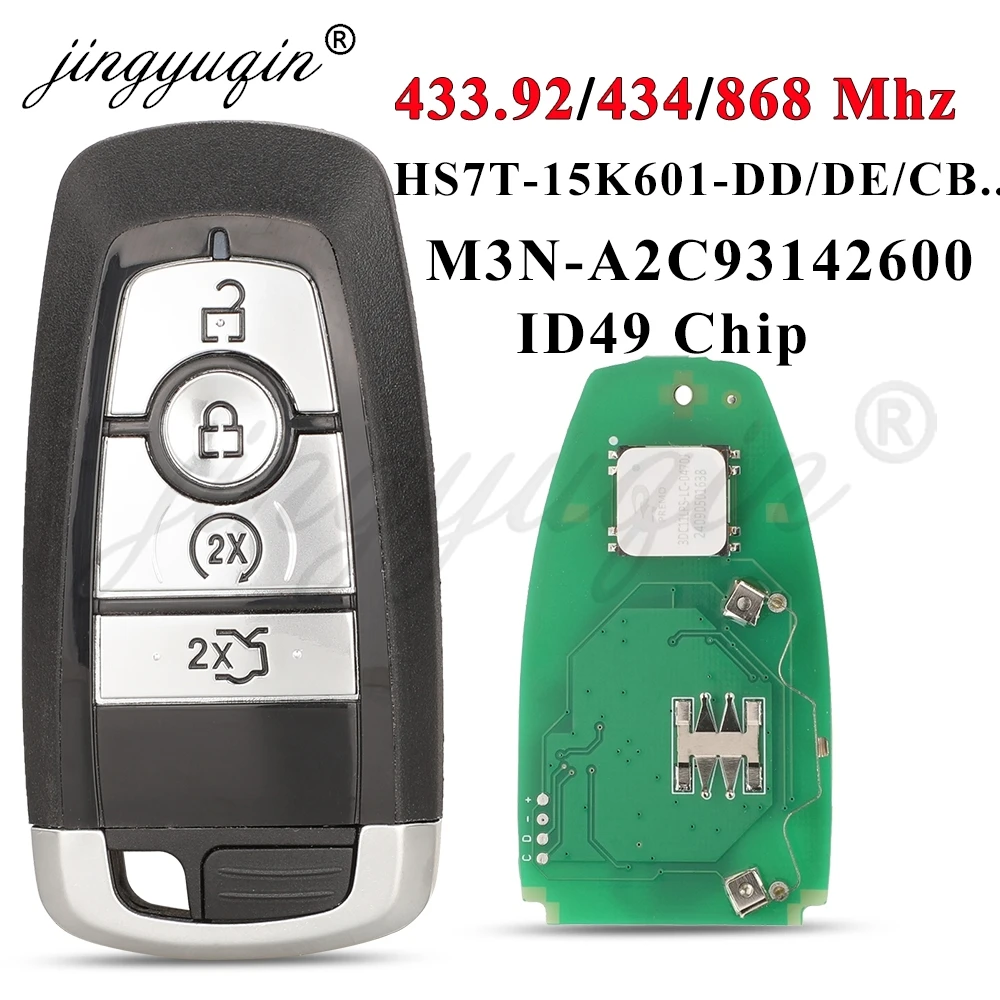 

for 2017 Ford F150 250 350 Raptor Range Fusion Mondeo Smart Proximity Car Key 4B 433/434/868MHz HS7T-15K601-CB/DD/DE A2C93142400
