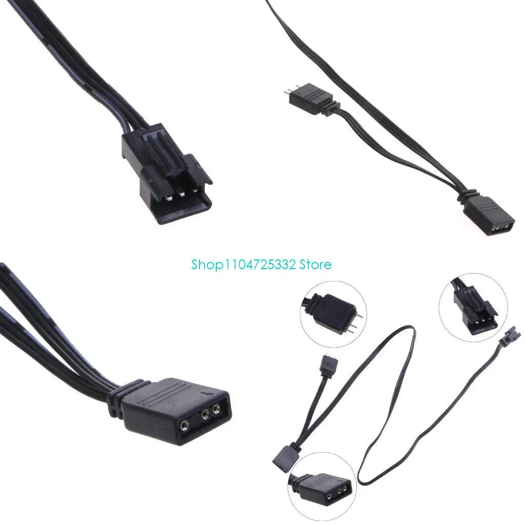 P5EA ARGB Splitter Cable 5V 3-pin Support Addressable RGB LED Sync Cable for Fan ARGB