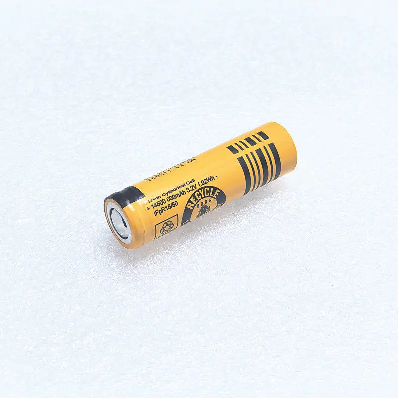 

Аккумуляторная батарея Panasonic 14500, литий-железо-фосфатная, 3.2В, 600мАч, 1.92Втч, плоская литиевая батарея.