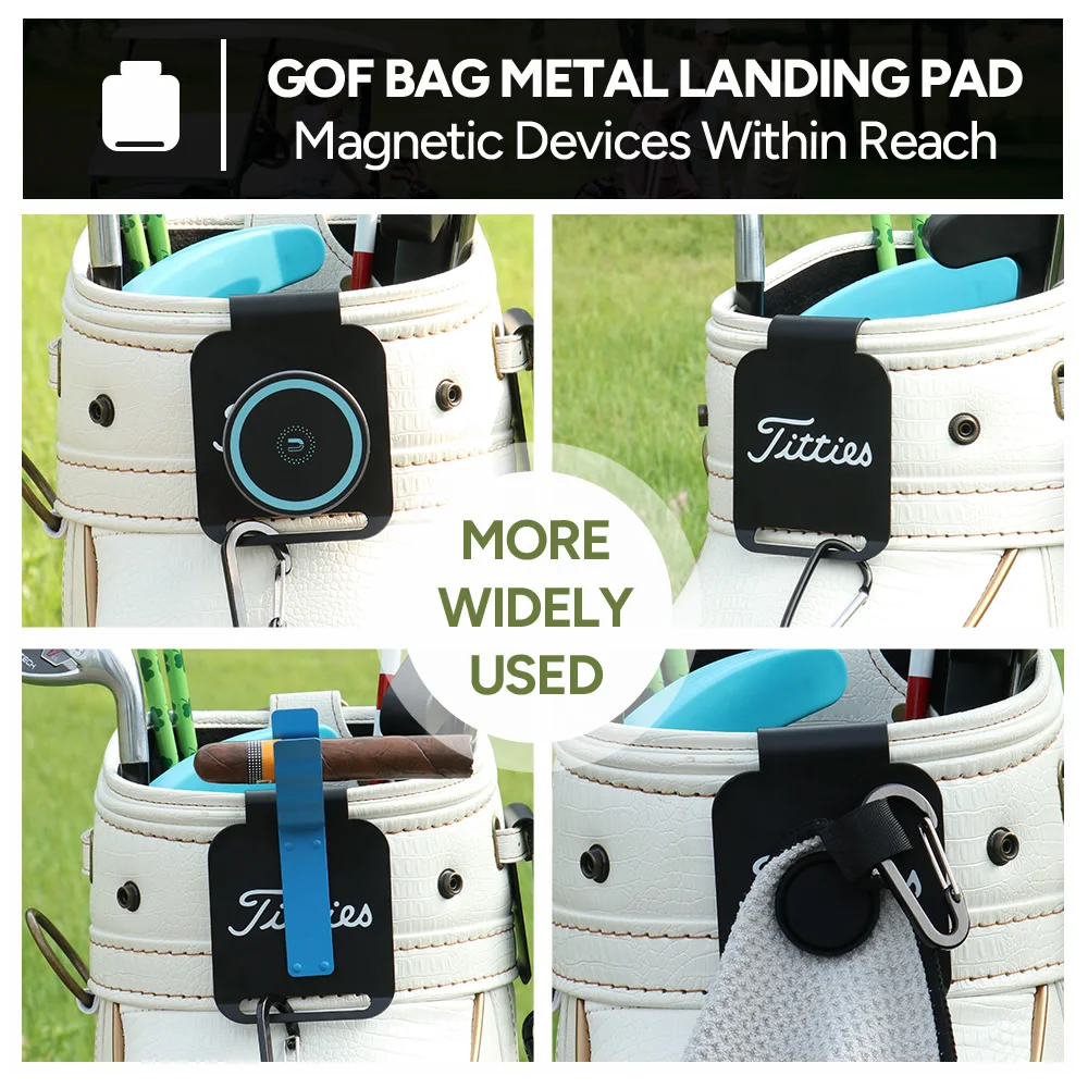 Metall-Landepads, Mattschwarzes Manganstahl-Golftaschen-Landepad, Robuste Magnetische Clip-On-Basis, Golf-Landepads – Detail 6