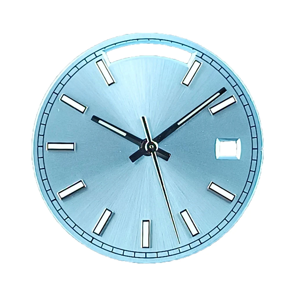 Custom LOGO 28.5mm Watch Dial and Watch Hands Suitable For Miyota 8285 Dual Movement Blue Luminous Watch Face Watch Accessories