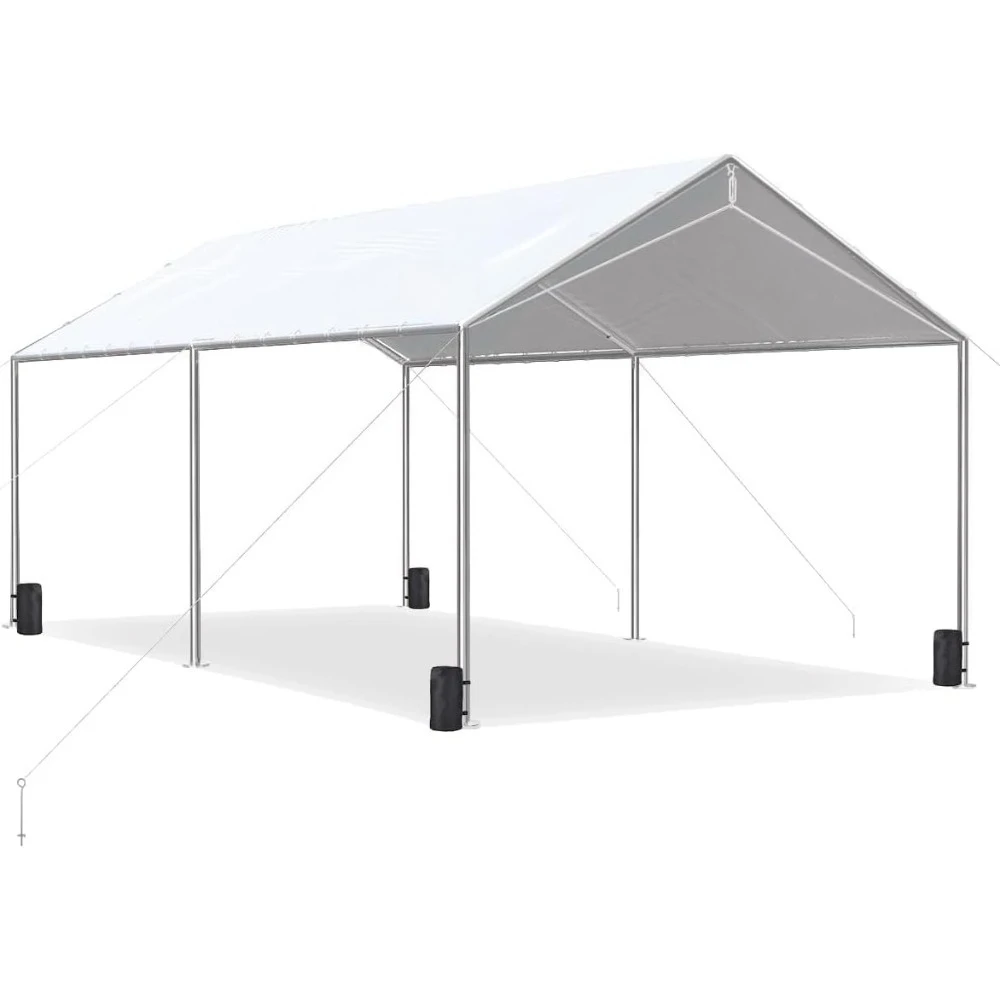 

10x20 ft Heavy Duty Car Canopy with 3 Reinforced Steel Cables, Galvanized Frame Carport, Outdoor Party Tent Boat Shelter