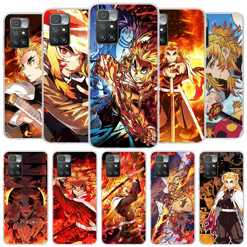 Demon Slayer Rengoku Kyoujurou Cover Phone Case For Xiaomi Redmi 12C 12 10C 10 9C 9 10A 9A 8A 9T 7A 7 6A 6 Pro K20 K40 S2 Soft F