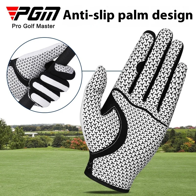 PGM Golf Gloves Men\'s Elastic Magic Gloves Non slip Breathable Microfiber Cloth Gloves Single Left Hand Blue/White/Grey ST037