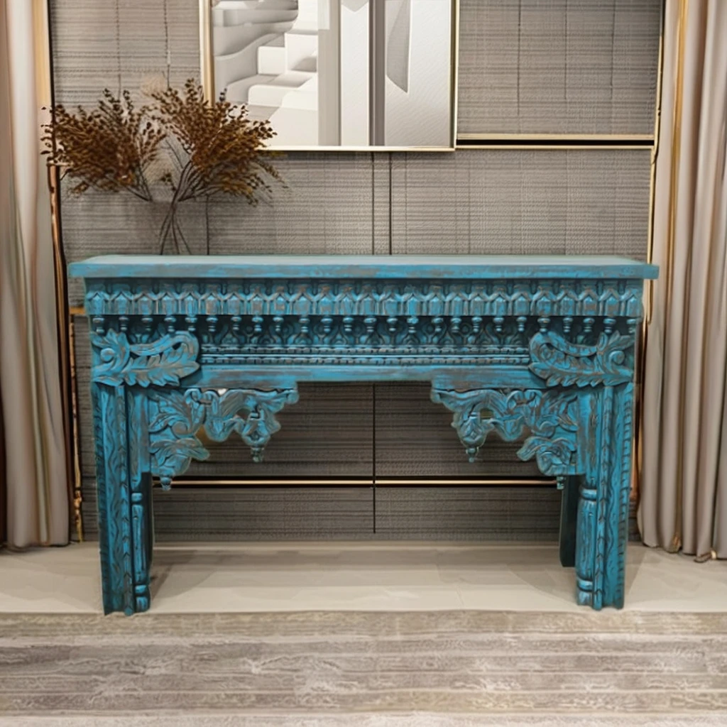 Modern & Traditional Design Solid Wood Console Table with Storage for Dining Living Room Hotel Villa Home Office-Handcrafted