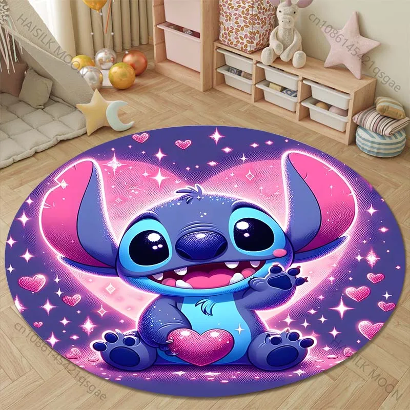 5 Sizes Disney Stitch Print Round Rugs for Bedroom Area Floor Mats for Kids Room Chair Mat Carpet Living Room for Holiday Gifts