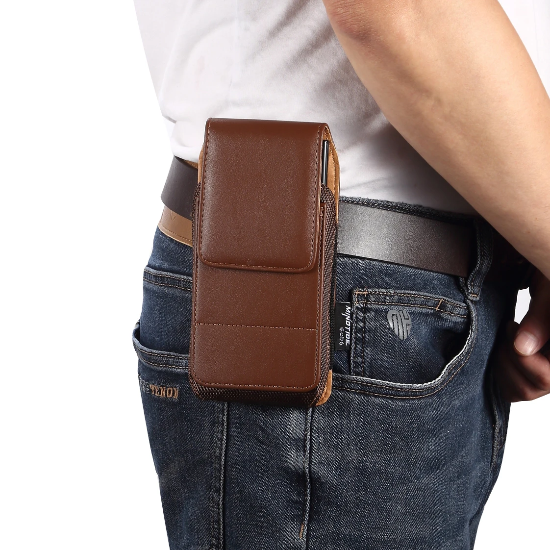 Etui na telefon ze skóry bydlęcej Męska torba na talię do Samsung Galaxy A05s A14 A24 A34 A54 A13 A23 A33 A53 A12 A32 A52 Etui na kaburę — zdjęcie produktu 5