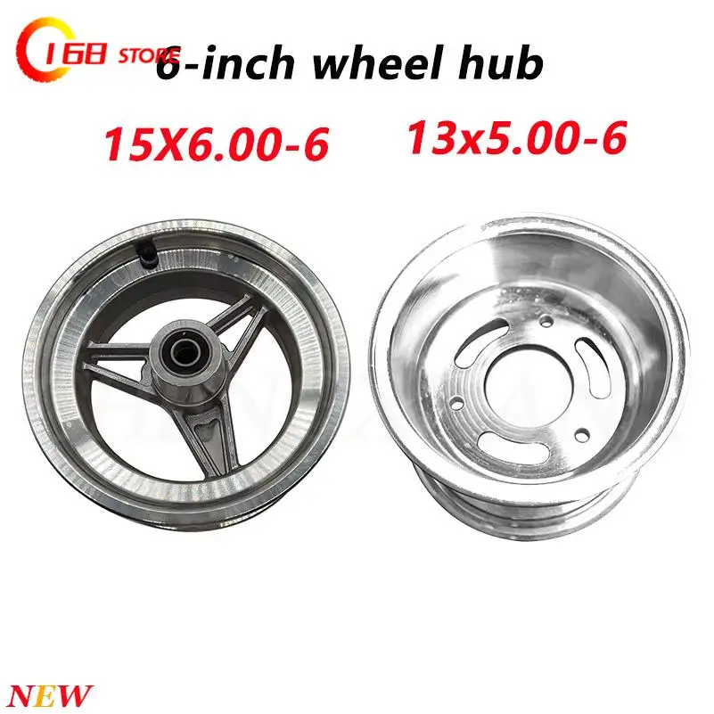 

6 Inch Wheel Hub Use 145/70-6 13x5.00-6 15X6.00-6 Tire Tyre ATV 3 Hole Vacuum Rims for 110-125cc Go-Kart ATV Lawn Mower