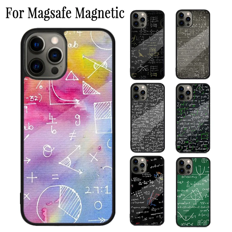 Funny Math Formulas Equations Magnetic Phone Case Coque For iPhone 16 15 14 Plus 13 12 Mini 11 Pro Max Magsafe Wireless Charging