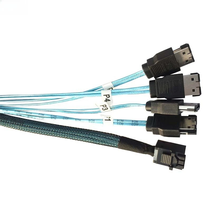 MINI SAS HD SFF-8643 To 4 E-SATA Server Storage Hard Disk High Speed Cable Length Optional 0.5M 1M