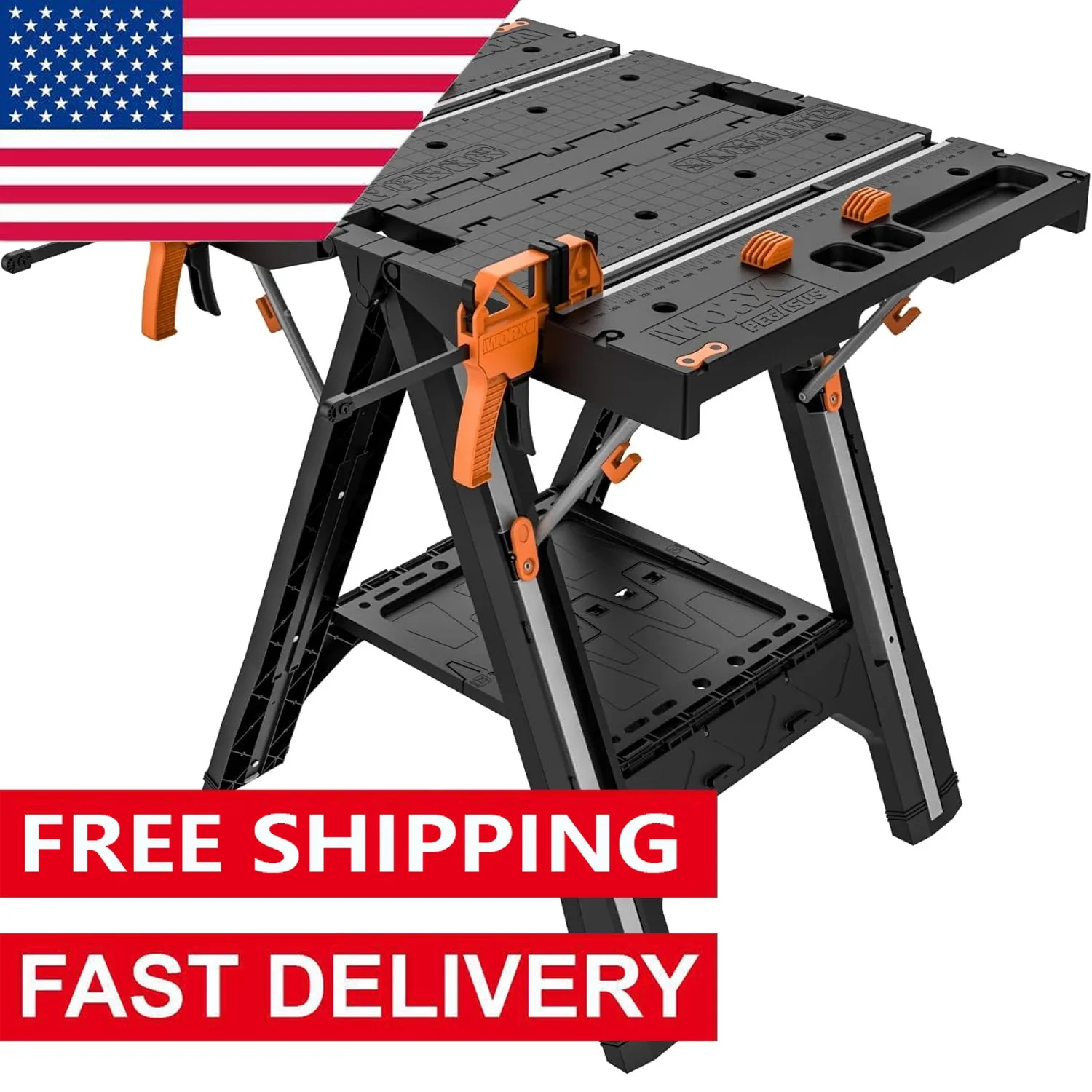 2-in-1 Folding Work Table & Sawhorse, Easy Setup Portable Workbench, 31