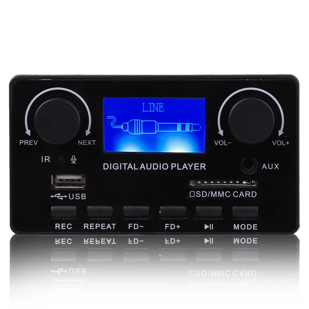 Bluetooth 5.0 MP3 Decoder Board Support Handsfree Recording FM DC 12V MP3 WMA WAV APE FLAC Audio Player for Car