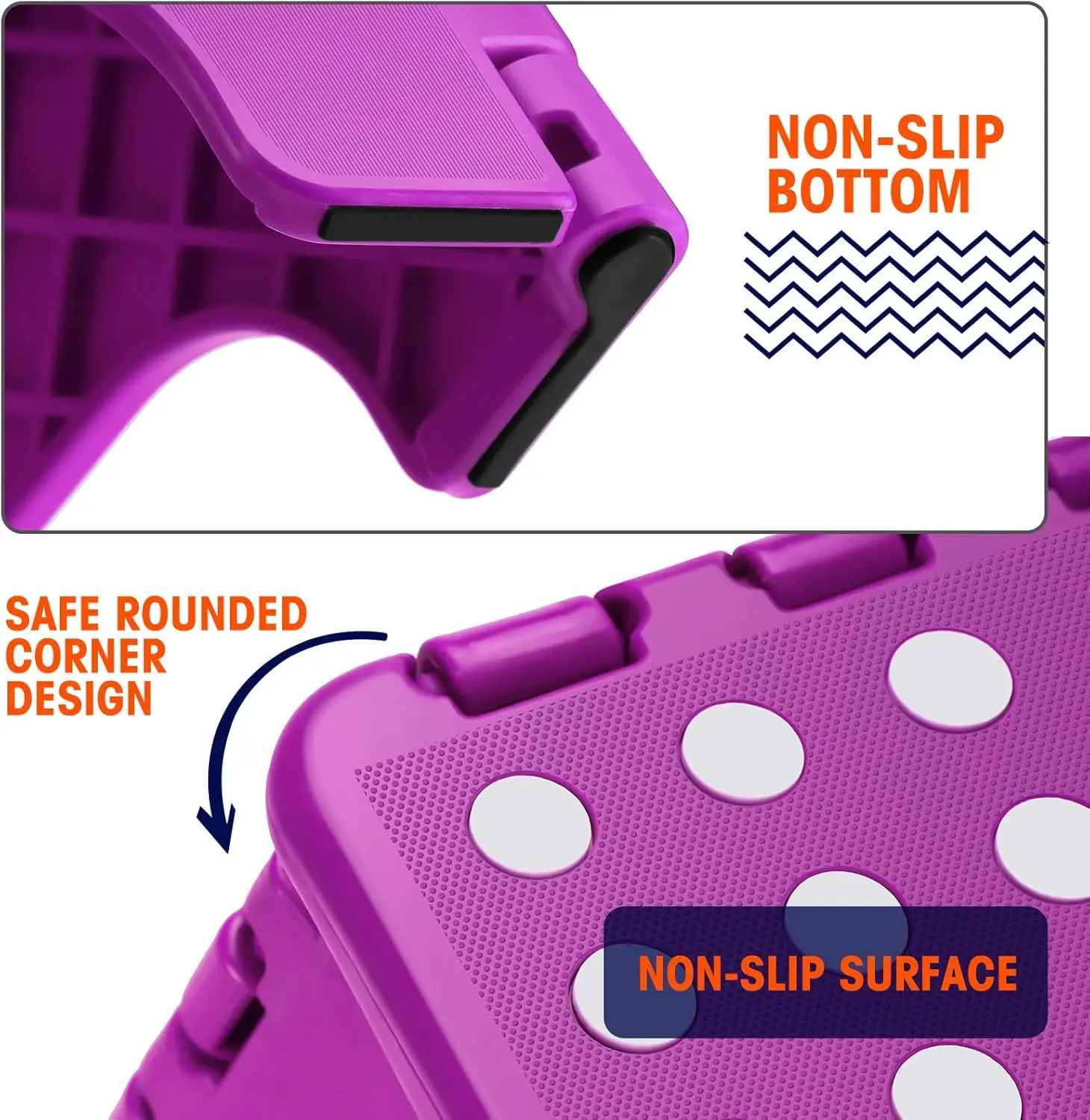 13"" Folding Step Stool For Adults And Kids Holds Up To 300 Lbs,Non-Slip Folding Stools With Portable Handle, Compact Plastic